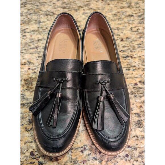 Franco Sarto Carolynn Lug Sole Loafer with Tassel Women's 8.5 M Black Leather - Picture 4 of 7